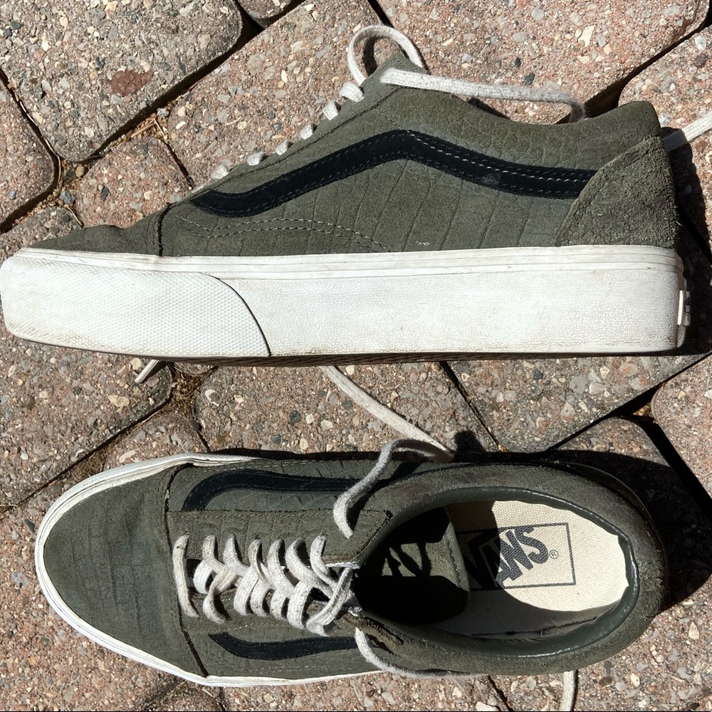 Green Snakeskin Suede Vans